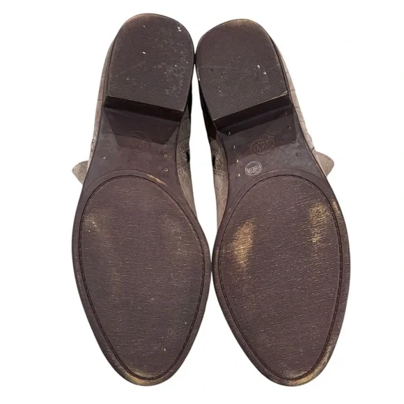Lucky Brand® Basel Bootie Stonerock Crocodile Suede Double Zippers Stacked Heel - Picture 7 of 9